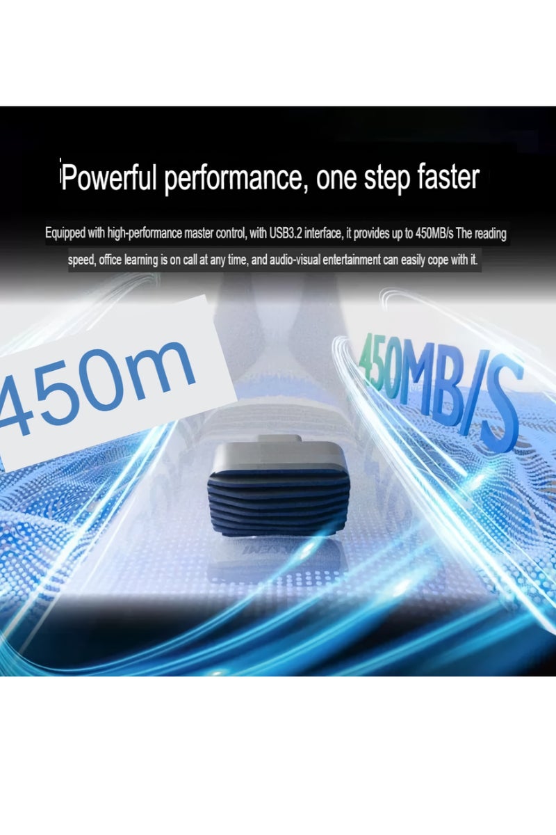 محرك أقراص USB محمول، محرك أقراص USB محمول من النوع C مع سرعة نقل عالية، SSD خارجي صغير الحجم ومتين، محرك أقراص محمول خفيف الوزن للهواتف المحمولة وأجهزة الكمبيوتر المحمولة، (قطعة واحدة، رمادي، 256 جيجابايت) - Image 3