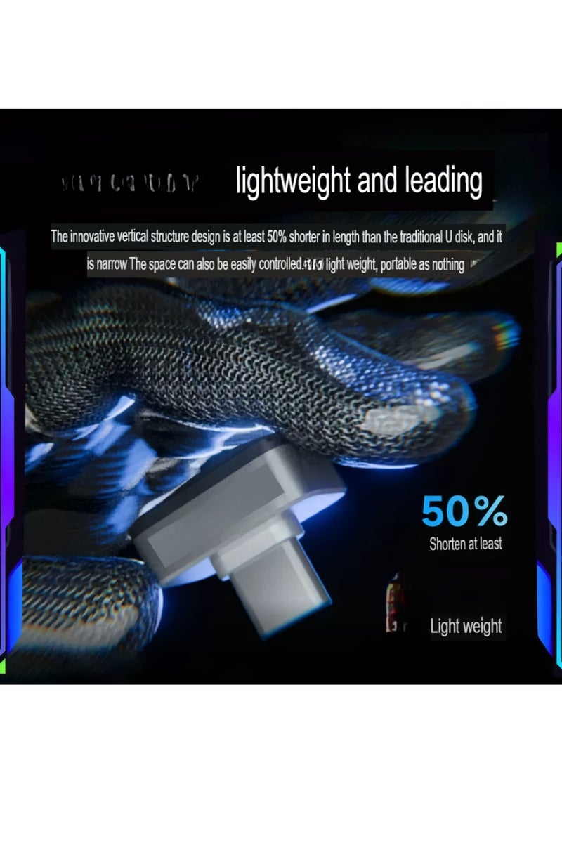 محرك أقراص USB محمول، محرك أقراص USB محمول من النوع C مع سرعة نقل عالية، SSD خارجي صغير الحجم ومتين، محرك أقراص محمول خفيف الوزن للهواتف المحمولة وأجهزة الكمبيوتر المحمولة، (قطعة واحدة، رمادي، 256 جيجابايت) - Image 2