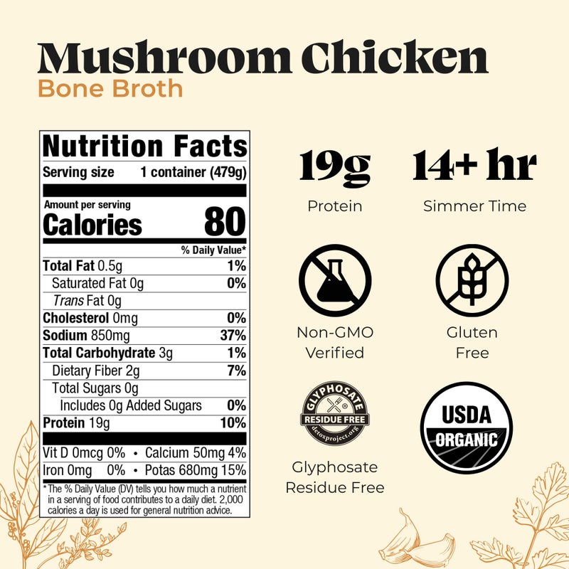 Kettle & Fire Kettle And Fire Broth Mushroom Chicken Bone, 16.9 OZ - Image 2
