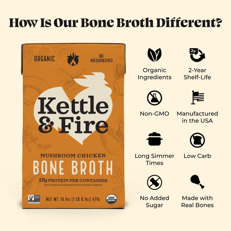 Kettle & Fire Kettle And Fire Broth Mushroom Chicken Bone, 16.9 OZ - Image 3