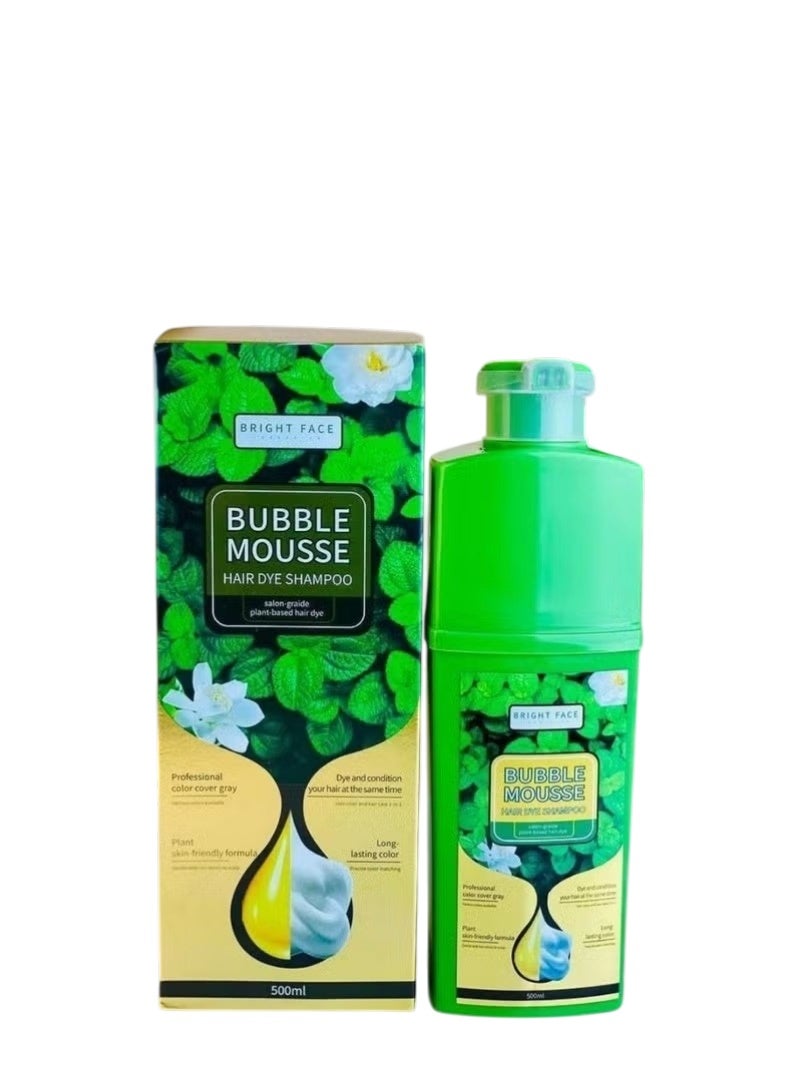 Bright Face Bubble Mousse Hair Dye Black Shampoo Plant-based Formula 500ml - Image 1