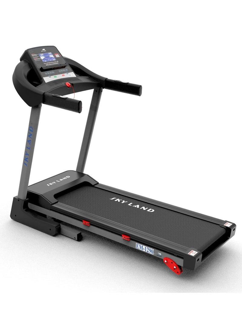 Sky Land - 6HP Treadmill with Manual Incline, Bluetooth Speaker, Hydraulic Assist & 25 Programs | Foldable Running Machine for Home Gym & Office – EM-1290, Black | جهاز السير المتحرك - Image 1