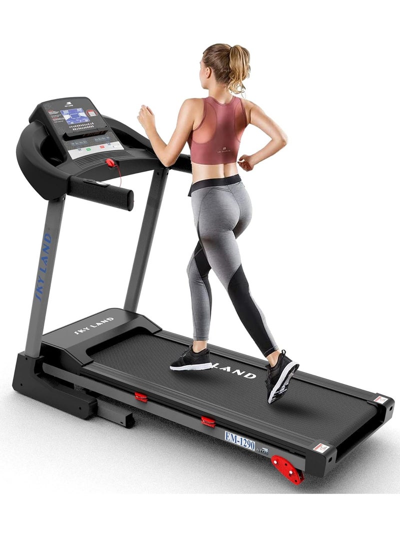 Sky Land - 6HP Treadmill with Manual Incline, Bluetooth Speaker, Hydraulic Assist & 25 Programs | Foldable Running Machine for Home Gym & Office – EM-1290, Black | جهاز السير المتحرك - Image 1