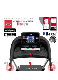 Sky Land 6HP Treadmill with Manual Incline, Bluetooth Speaker, Hydraulic Assist & 25 Programs | Foldable Running Machine for Home Gym & Office – EM-1290, Black | جهاز السير المتحرك  - Image 3