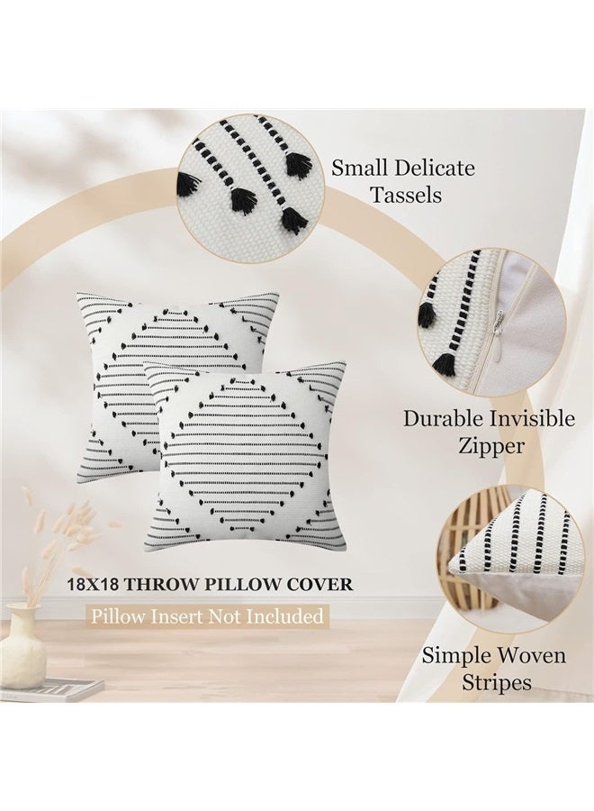 Generic Throw Pillow Covers Black and Cream White Pillow Covers 18X18 Set of 2 Farmhouse Decorative Pillow Covers for Couch Sofa - Image 4