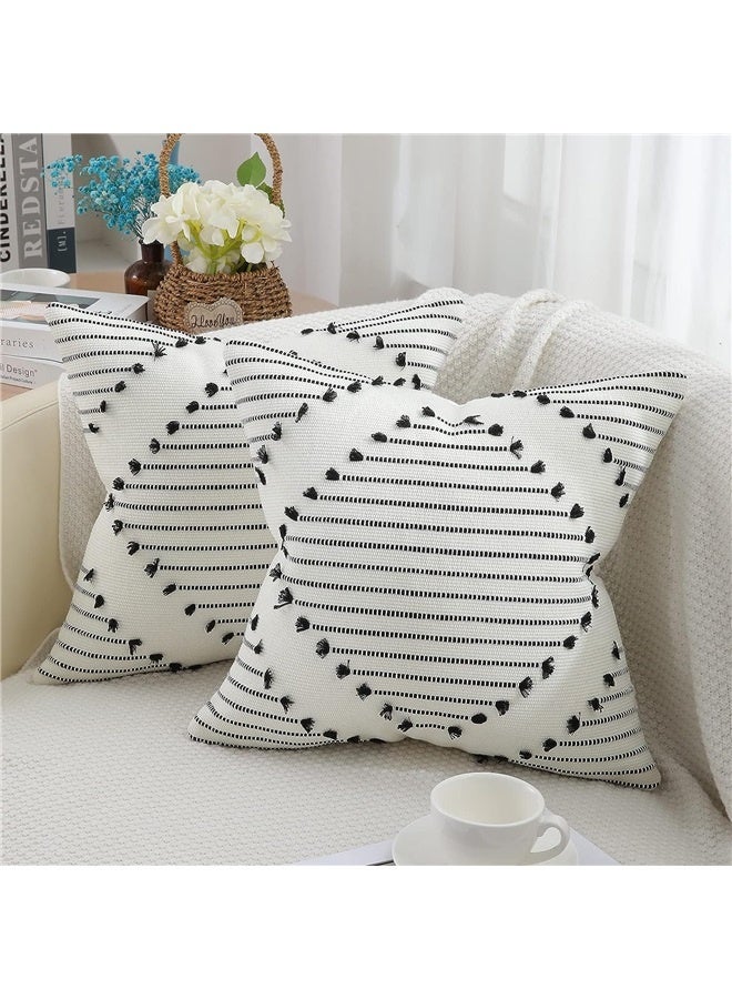 Generic Throw Pillow Covers Black and Cream White Pillow Covers 18X18 Set of 2 Farmhouse Decorative Pillow Covers for Couch Sofa - Image 1