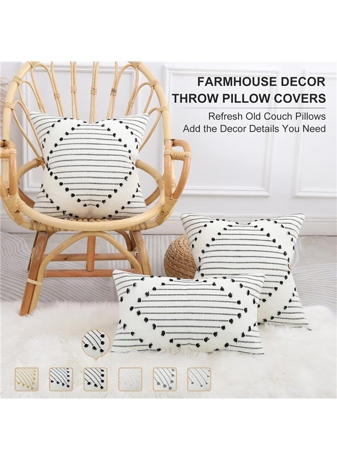Generic Throw Pillow Covers Black and Cream White Pillow Covers 18X18 Set of 2 Farmhouse Decorative Pillow Covers for Couch Sofa - Image 2