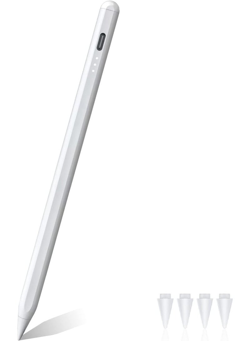قلم ستايلس لأجهزة iPad (2018–2023)، قلم رقمي عالي الدقة مع خاصية رفض راحة اليد، استشعار الميل، تثبيت مغناطيسي، مؤشرات LED للبطارية، قابل لإعادة الشحن - Image 1