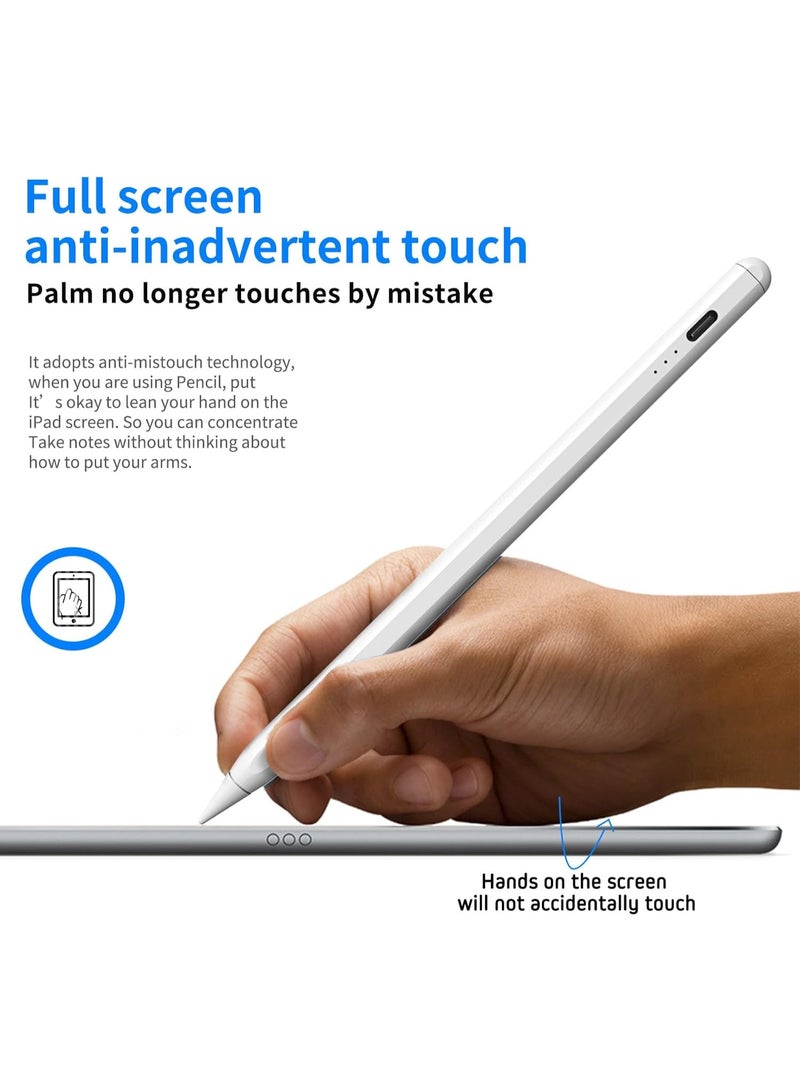 قلم ستايلس لأجهزة iPad (2018–2023)، قلم رقمي عالي الدقة مع خاصية رفض راحة اليد، استشعار الميل، تثبيت مغناطيسي، مؤشرات LED للبطارية، قابل لإعادة الشحن - Image 2
