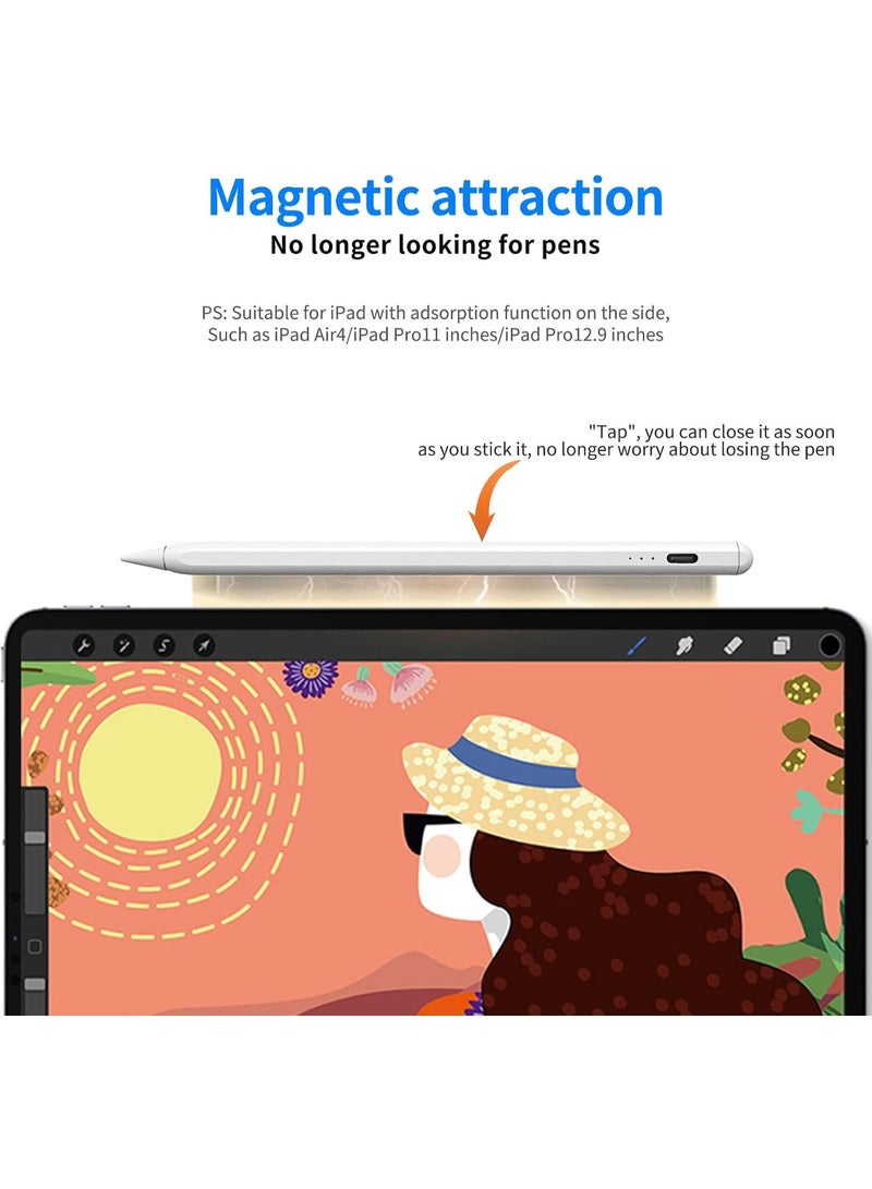 قلم ستايلس لأجهزة iPad (2018–2023)، قلم رقمي عالي الدقة مع خاصية رفض راحة اليد، استشعار الميل، تثبيت مغناطيسي، مؤشرات LED للبطارية، قابل لإعادة الشحن - Image 5