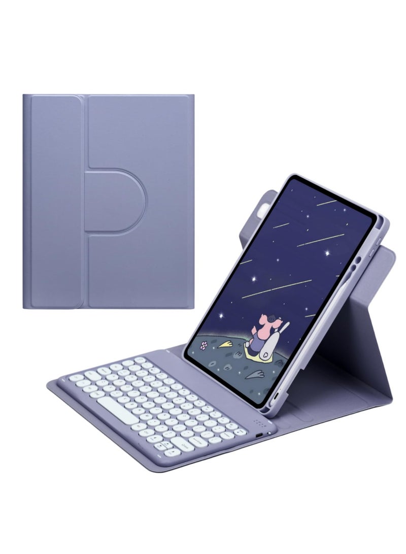 SOLARAE 360° Rotatable Magnetic Detachable Keyboard Case for iPad 10th Generation 2022 - Includes Pencil Holder, BT Keyboard, Compatible with iPad 10th Gen 10.9 inch - Lavender - Image 1