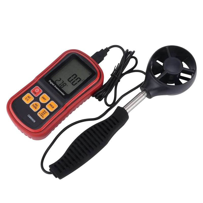 مقياس سرعة الريح الرقمي لأنظمة التدفئة والتهوية وتكييف الهواء المحمول مع تخزين البيانات وشاشة LCD كبيرة - Image 5