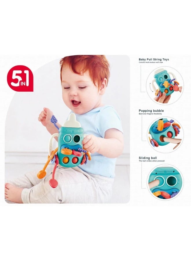 5-in-1 Sensory Toy for Babies - Montessori Baby Toy - Pull String Toy for Toddlers - Silicone Pull String Toy - Pop It Sensory Toy - Montessori Sensory Activity Toy - Baby Sensory Toy - Fine Motor Skills Toy - Educational Toy for Babies - Multi-Activity Baby Toy - Fidget Toy for Kids - Hand-Eye Coordination Toy - Toddler Activity Toy - Sensory Development Toy - Baby Travel Toy - Portable Baby Toy - Interactive Learning Toy - Baby Busy Toy - Silicone Educational Toy - Pull & Push Activity Toy - Baby Development Toy - Finger Training Toy - Tactile Sensory Toy - Toddler Learning Toy - Baby Activity Toy - Pop Bubble Toy - Sliding Ball Toy - Montessori Busy Cube - 5-in-1 Baby Activity Toy - Image 1