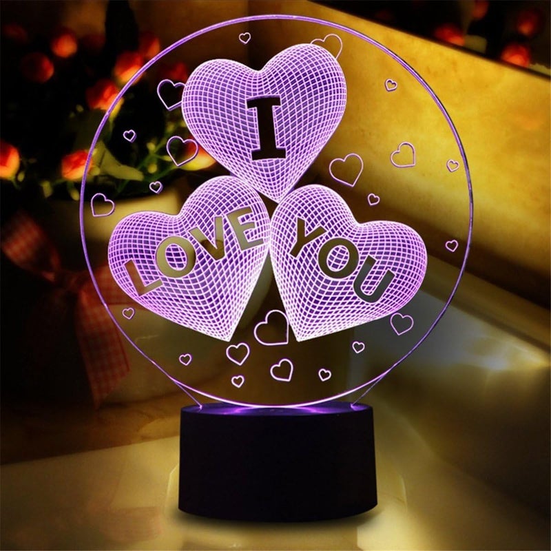 Al Raied ARS® I Love You 3D Illusion Lamp Romantic LED Night Light - Image 1