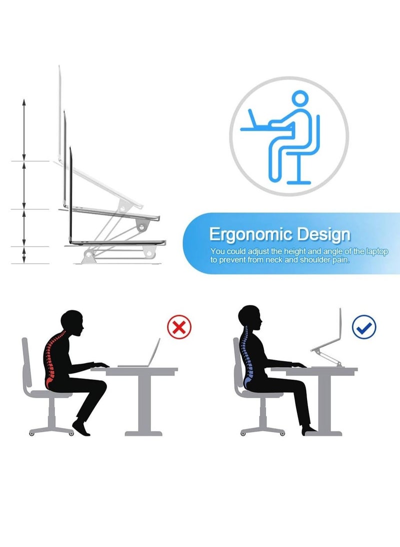 حامل لابتوب قابل للتعديل، حامل لابتوب مريح للمكتب، حامل لابتوب من الألمنيوم خفيف الوزن، حامل كمبيوتر متوافق مع ماك ماك بوك برو إير - Image 3