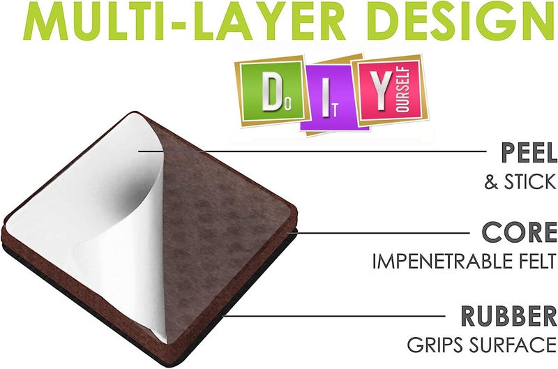 DIY Crafts 10 Pcs, 4 inch Square, Black Slip DIY Stick Non Slip Furniture Pads/Rubber Grips Self Adhesive Furniture Feet Floor Protectors, 4 inch Square (10, 4 inch Square, Black) - Image 2