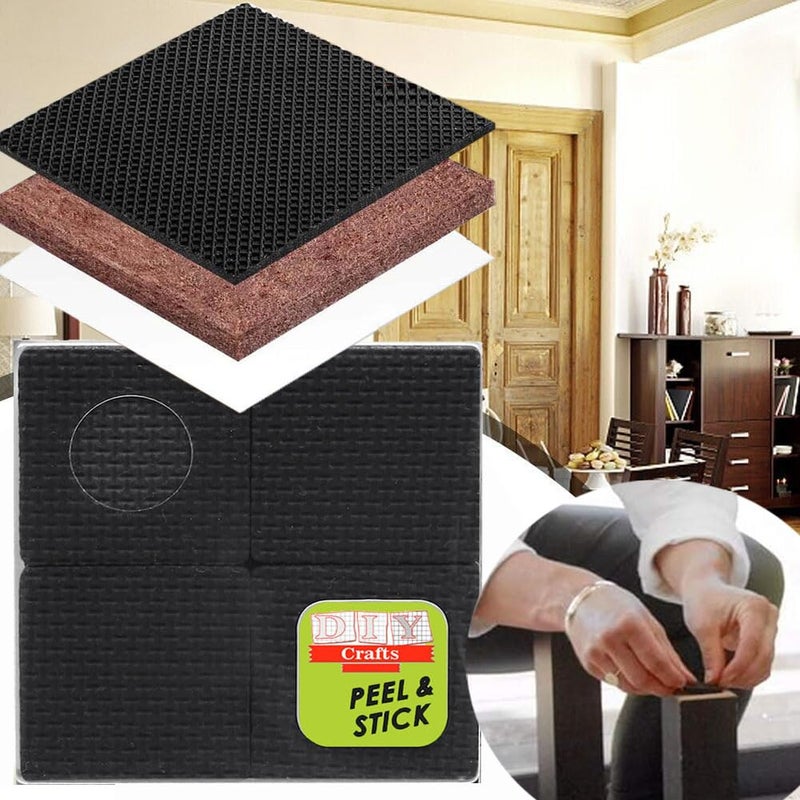 DIY Crafts 10 Pcs, 4 inch Square, Black Slip DIY Stick Non Slip Furniture Pads/Rubber Grips Self Adhesive Furniture Feet Floor Protectors, 4 inch Square (10, 4 inch Square, Black) - Image 1