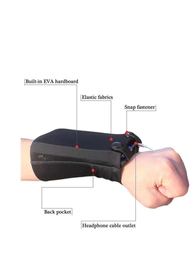 SYOSI محفظة محمولة للجري مع سوار معصم وحزام ساعد وحامل هاتف محمول لتخزين البطاقات والمفاتيح والأموال والجري وركوب الدراجات والتمارين الرياضية واليوغا والمشي لمسافات طويلة والسفر - Image 3
