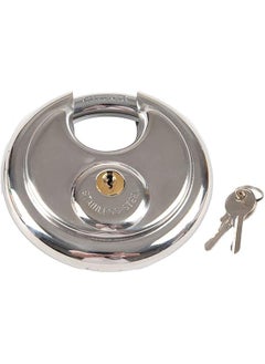 HEADLY Silver HeavyDuty Steel Disc Padlock 90 MM Lock and 2 Keys Round Security Lock for Garage Door Containers Shutter Locker Warehouse Gates  - Image 1