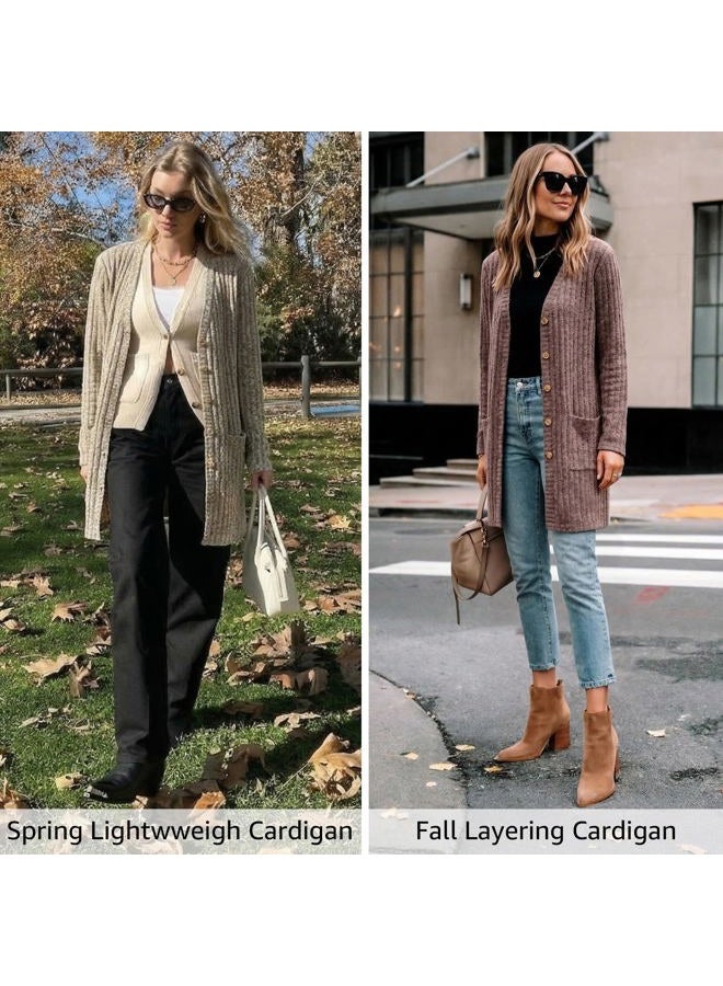 Witsmile Cardigans for Women Trendy Lightweight Open Front Knit Casual Long Cardigan Outwear with Pockets(Grayish Blue, X-Large) - Image 4