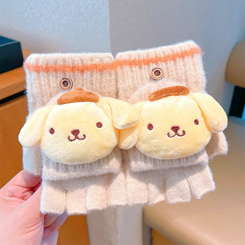 2024 Kids Warm Flip-Top Gloves 21# apricot pudding dog 
