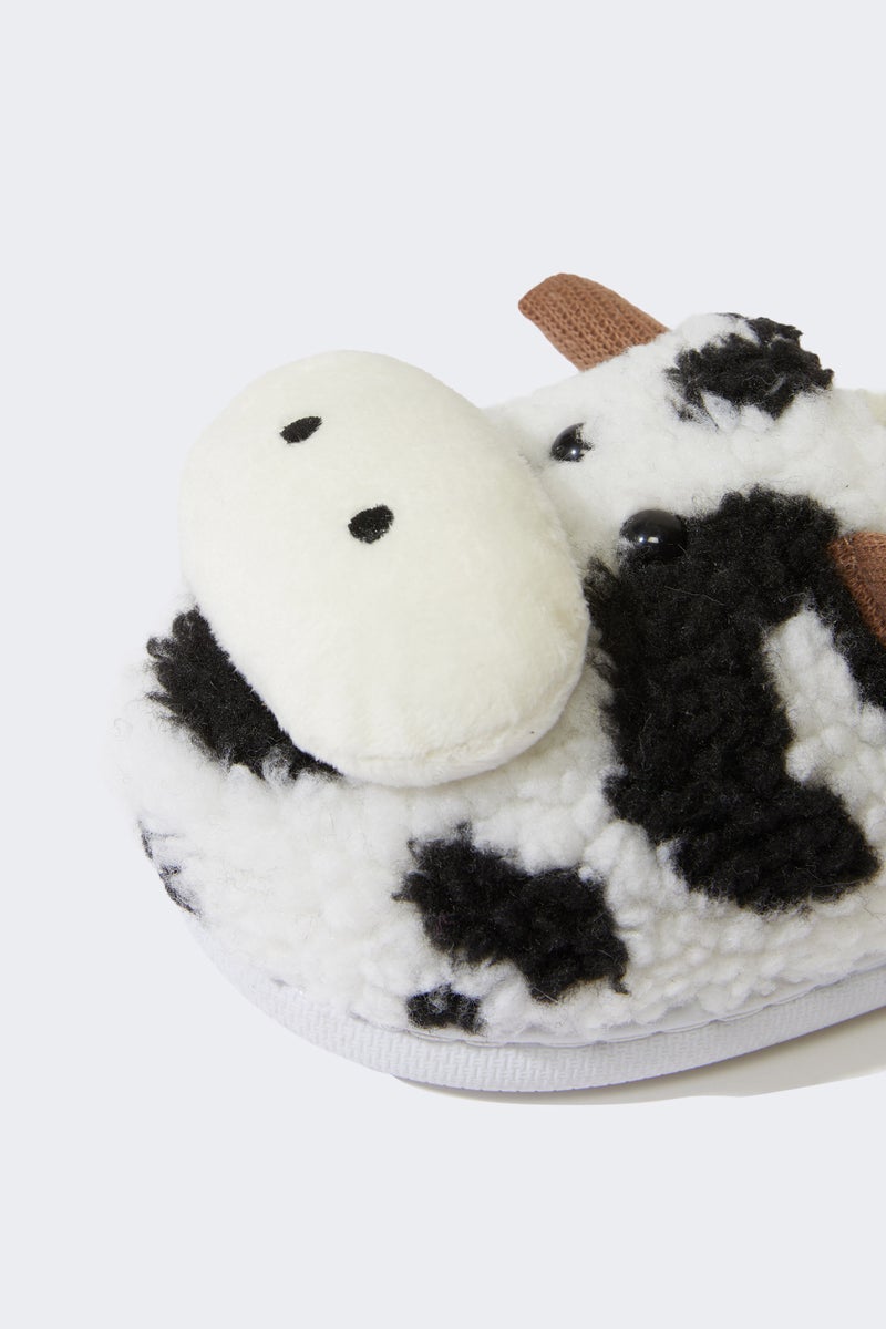 DeFacto Multicolour Girl Girl Cow Themed Flat Sole Home Slippers Casual - Image 4