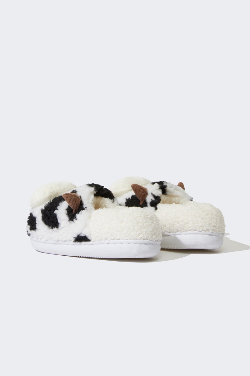 DeFacto Multicolour Girl Girl Cow Themed Flat Sole Home Slippers Casual - Image 3
