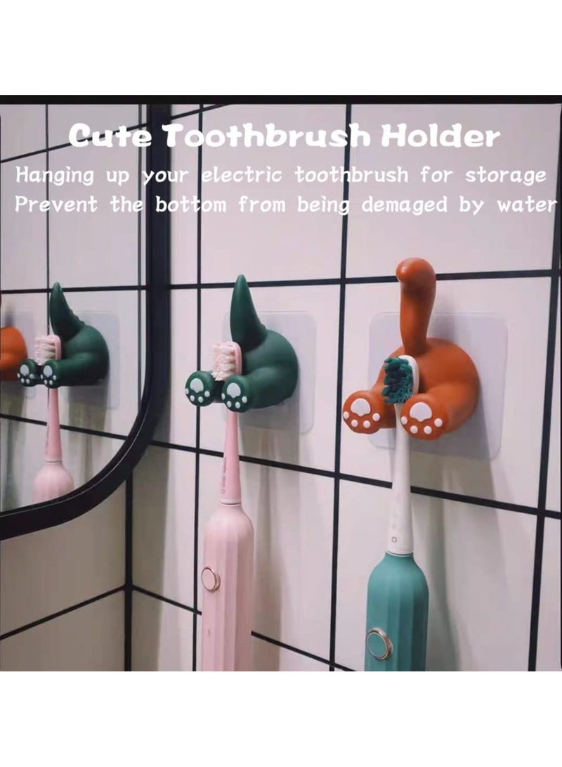 Excefore Wall Toothbrush Holder Cute Animal Adhesive Hooks Space-Saving Plugs Razor Holder Kids Family Sets for Bathroom Washroom and Kitchen (3 Pack) - Image 5
