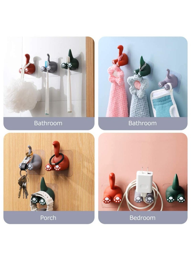 Excefore Wall Toothbrush Holder Cute Animal Adhesive Hooks Space-Saving Plugs Razor Holder Kids Family Sets for Bathroom Washroom and Kitchen (3 Pack) - Image 4