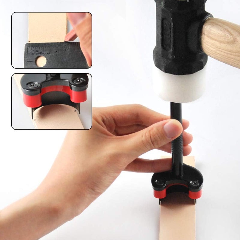OWDEN Design 3Pcs. Leather Belt end Cutter Punch Set,Half-Round Shaped,Strap Punch Tool Set,3 Sizes Leather Tool. - Image 5