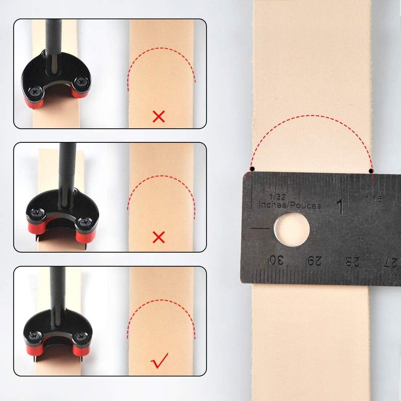 OWDEN Design 3Pcs. Leather Belt end Cutter Punch Set,Half-Round Shaped,Strap Punch Tool Set,3 Sizes Leather Tool. - Image 4