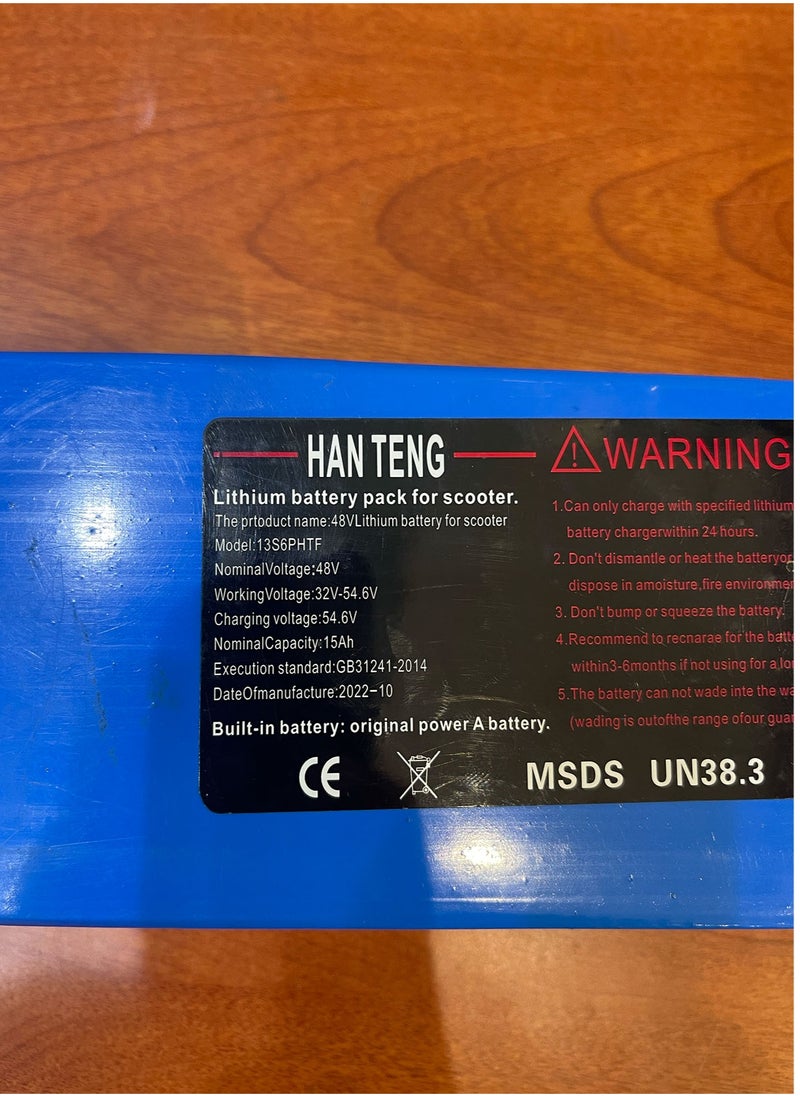 Generic - E-Scooter Battery 48V 15AH Lithium Battery Pack Suitable for 200W-1500W E-Bike Motor - Image 1