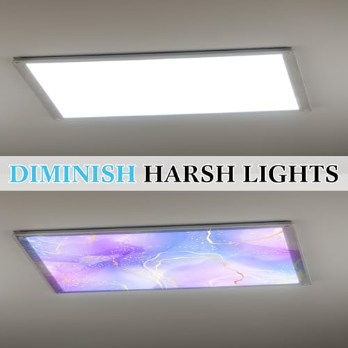 VIHOSE 6 Pcs Fluorescent Light Covers for Ceiling Lights Classroom Magnetic Light Covers Classroom Filters Office School Drop Ceiling, 4 x 2 ft(Marble) - Image 3