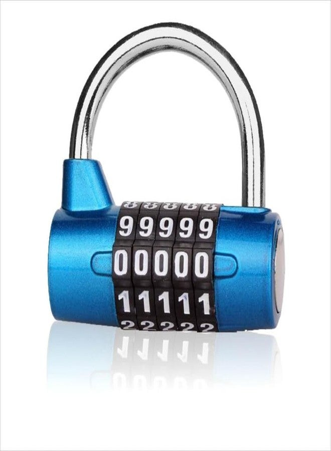 GION 5 Digits Large Combination Lock - Black, Red, Blue & Silver 5-Digits Combination Locks Made of Zinc Alloy, Suitable for Summer Promotions and for Use in School Gymnasium Toolboxes (1Pcs) (Blue) - Image 1