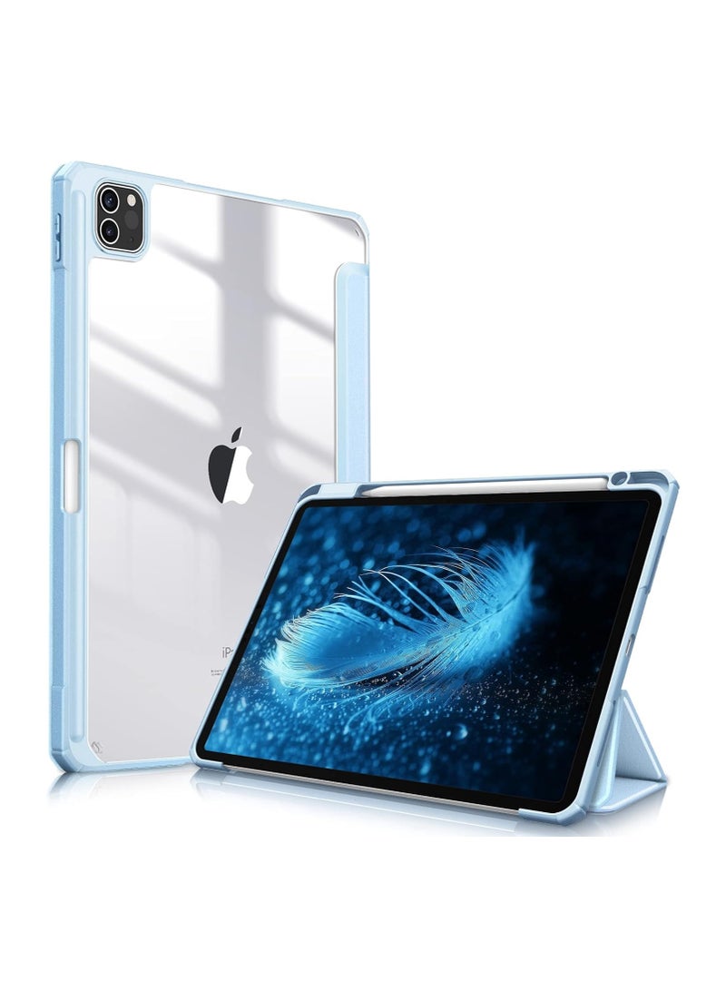 Case for iPad Pro 11 Inch 2022/2021 / 2020/2018 (4th/3rd/2nd/1st Generation) - [Pen Storage] Transparent Clear Shockproof Case, Sky Blue - Image 1