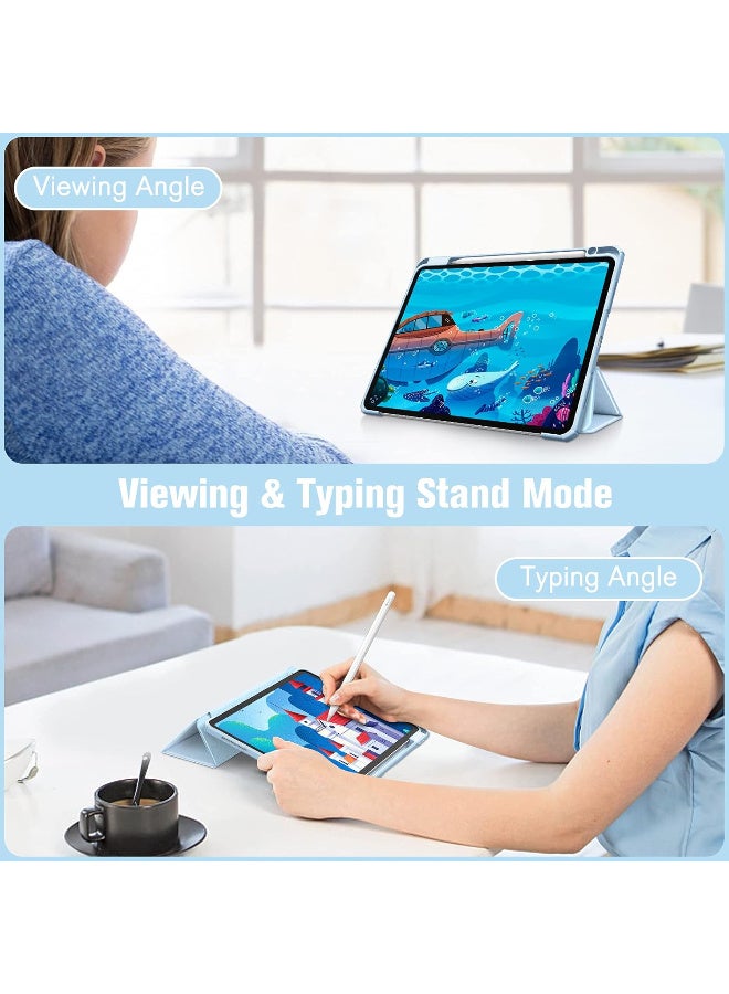 Case for iPad Pro 11 Inch 2022/2021 / 2020/2018 (4th/3rd/2nd/1st Generation) - [Pen Storage] Transparent Clear Shockproof Case, Sky Blue - Image 4