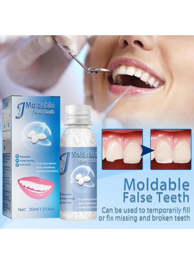 Jaysuing أسنان زائفة قابلة للتشكيل جزيئات بيضاء قابلة لإعادة الاستخدام غير سامة تعبئة مؤقتة لاستعادة الابتسامة كوسبلاي 30 مل - Image 4