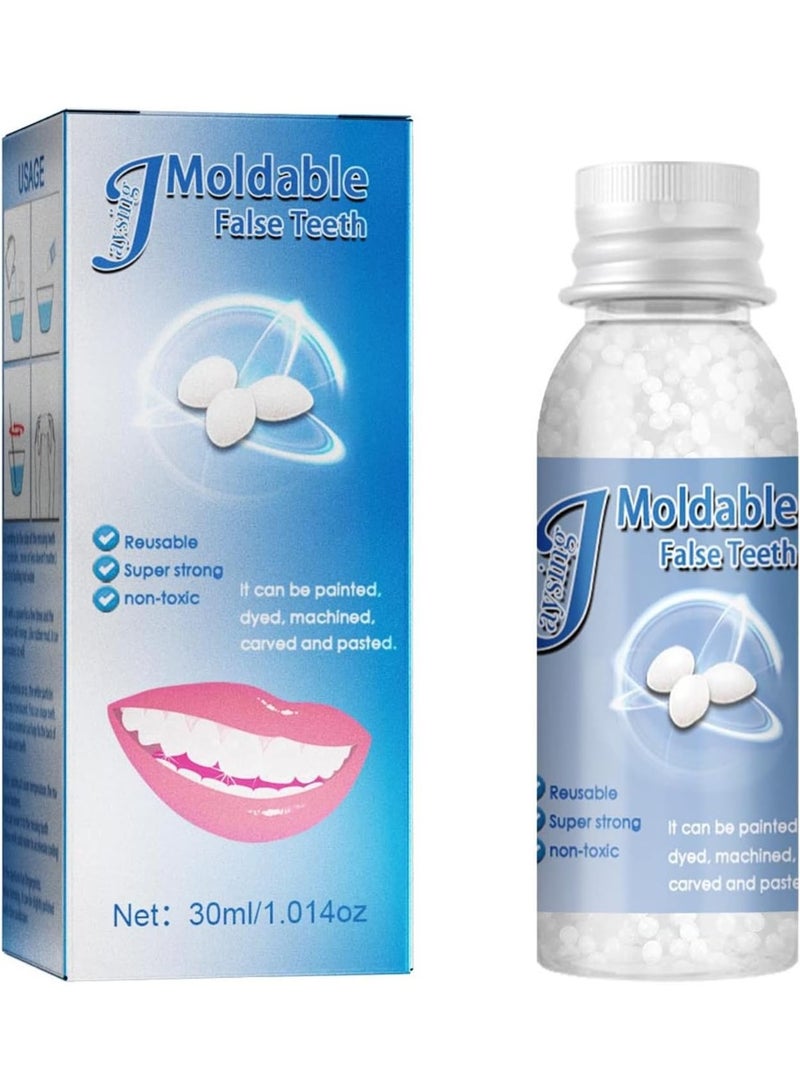 Jaysuing أسنان زائفة قابلة للتشكيل جزيئات بيضاء قابلة لإعادة الاستخدام غير سامة تعبئة مؤقتة لاستعادة الابتسامة كوسبلاي 30 مل - Image 1