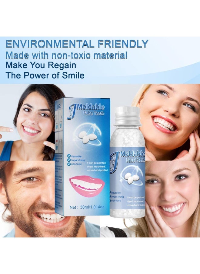 Jaysuing أسنان زائفة قابلة للتشكيل جزيئات بيضاء قابلة لإعادة الاستخدام غير سامة تعبئة مؤقتة لاستعادة الابتسامة كوسبلاي 30 مل - Image 2