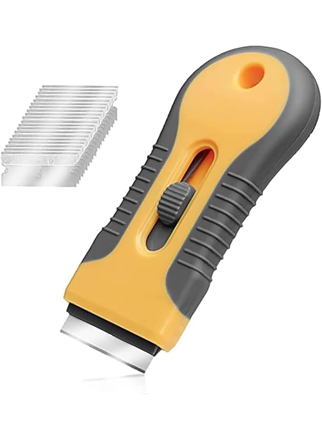 promass 1.5inch Razor Blade Scraper, Glass & Ceramic Hob Scraper Knife Cleaner, With 15 Replaceable Metal Blades, Metal Scraper Comfort Grip, Multi-Purpose Cleaner Scraper For Decals - Image 1