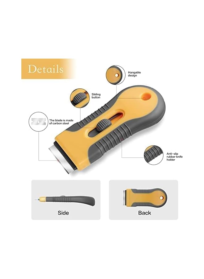 promass 1.5inch Razor Blade Scraper, Glass & Ceramic Hob Scraper Knife Cleaner, With 15 Replaceable Metal Blades, Metal Scraper Comfort Grip, Multi-Purpose Cleaner Scraper For Decals - Image 2