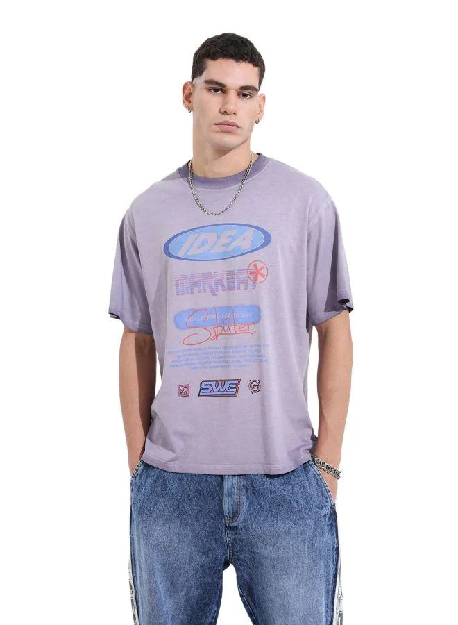 شركة المرآب الهندية Men Relaxed Fit Graphic Printed Crew Neck Half Sleeves T-Shirt