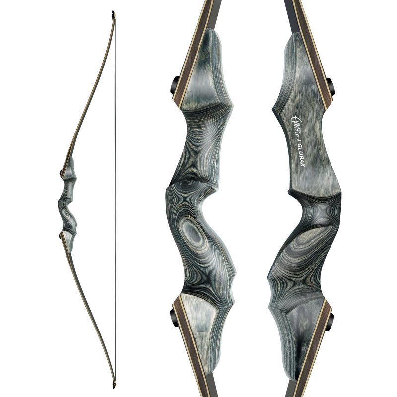 GLURAK Black Hunter Takedown Longbow, GLURAK 60" Wooden Archery Bow Hunting Bow - Right Hand Bow for Beginner Training Practice, 45lb - Image 1