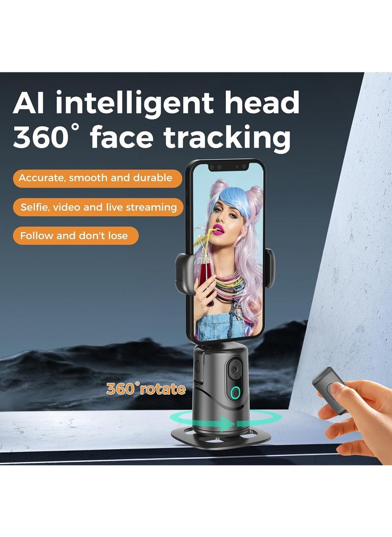 Auto Face Tracking Phone Holder,No App Required,360° Rotation Phone Camera Stand with Remote and Gesture Control,Smart Shooting Tripod for Vlog/TIK Tok Live Streaming YouTube Video Recording