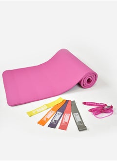 KANGAROO 15mm exercise mattress with digital jumping rope and resistance band loops set 5 levels of rubber  - Image 1