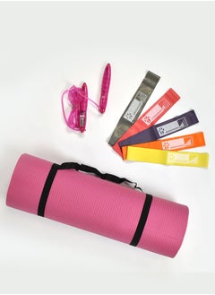 KANGAROO 15mm exercise mattress with digital jumping rope and resistance band loops set 5 levels of rubber  - Image 3