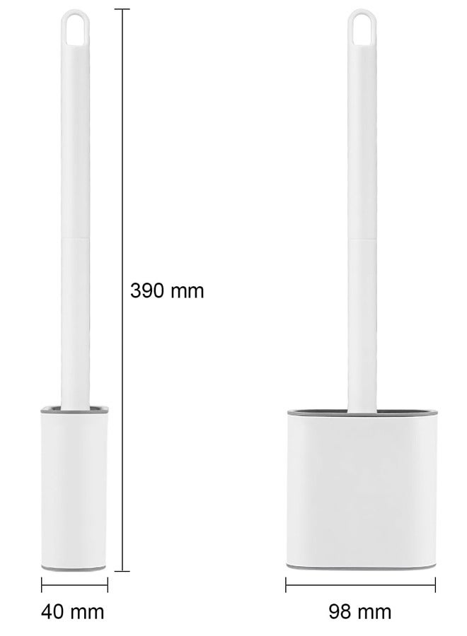 Toilet Brush and Holder Set - Flexible Toilet Bowl Brush Head with Silicone Bristles, Compact Size for Storage and Organization, Ventilation Slots Base (1 Pack, white) - Image 2