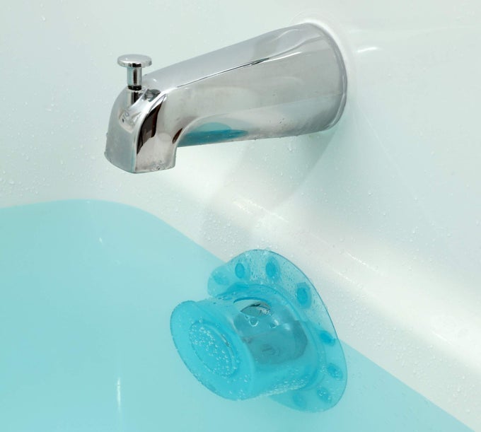 BOTTOMLESS BATH OVERFLOW DRAIN COVER FOR TUB BEST GIFTS FOR MOM SPA BATH ACCESSORIES DRAIN BLOCK WATER STOPPER PLUG BATH ESSENTIALS FOR WOMEN 4 DIAMETER AQUA