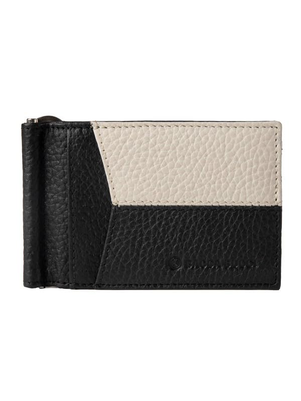 Bacca Bucci Slim Genuine Leather Wallet with Money Clipper Black and White - Image 1