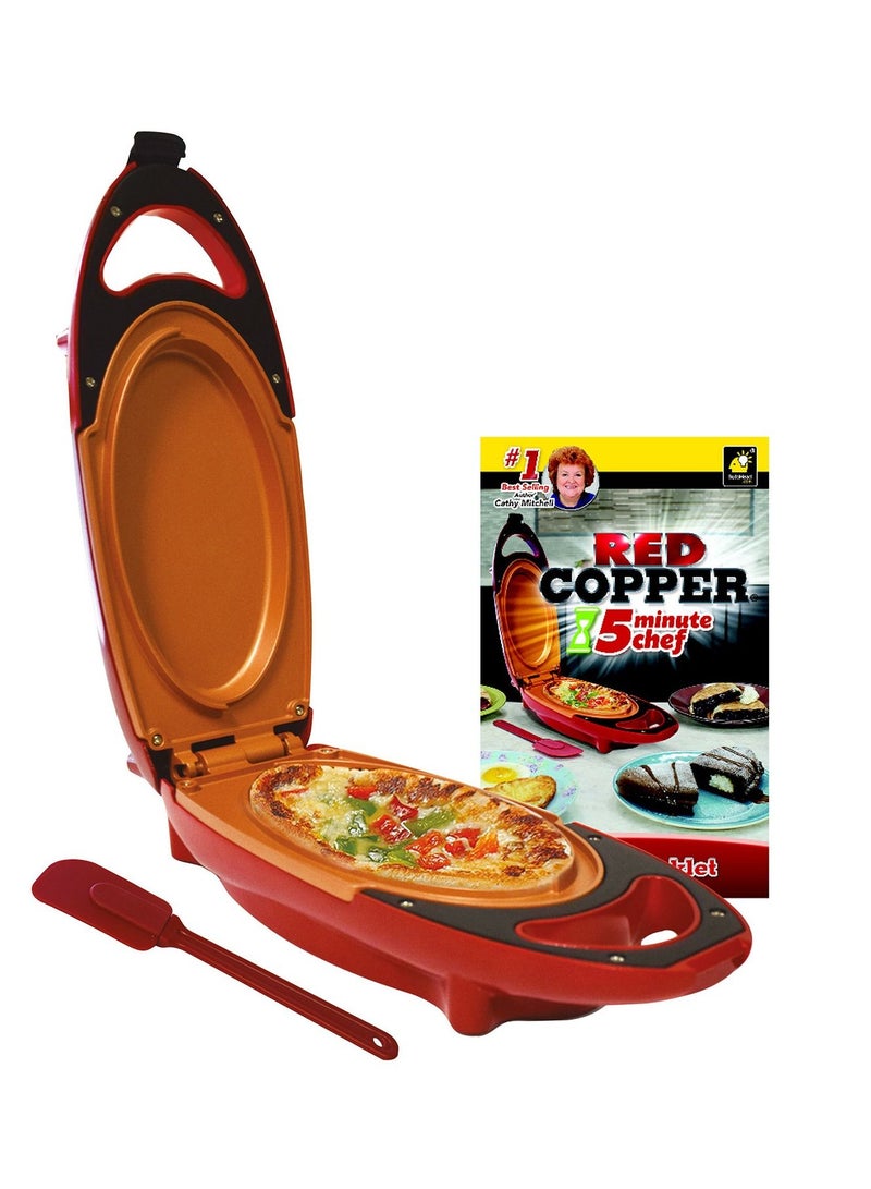 Red Copper 5 Minute Chef Omelette Pan Non-Stick Omlette Maker Egg Cooker That Will Cook Paninis Pancakes Your Favourite Meals in 5 Minutes or Less Easy Clean Grill Plate - Image 1